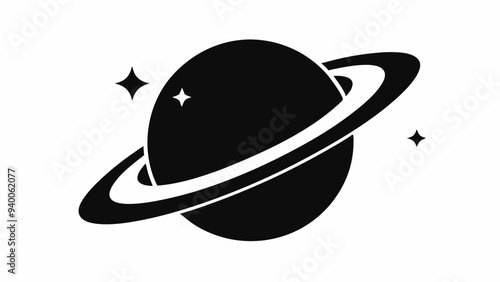 Planet Saturn with planetary ring vector, cosmos and planet silhouette
