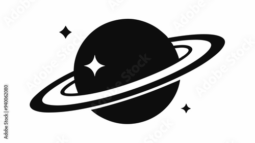 Planet Saturn with planetary ring vector, cosmos and planet silhouette