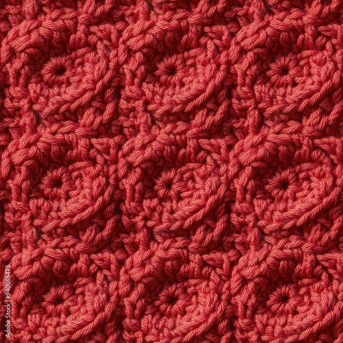 Red crochet design texture, seamless tile pattern