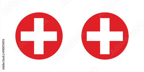 Red cross icon. Swiss flag vector icon. vector
