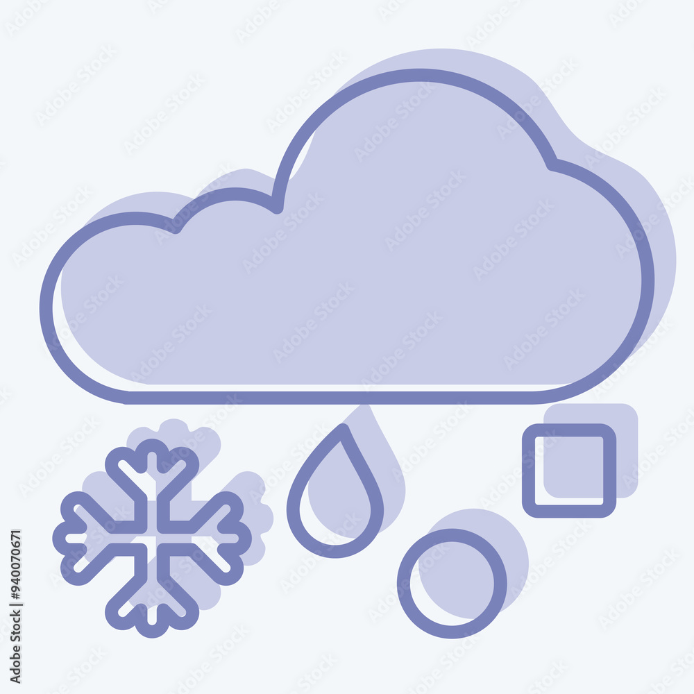 Icon Freezing Rain. related to Winter symbol. two tone style. simple illustration Icon Freezing Rain. related to Winter symbol. two tone style. simple illustration