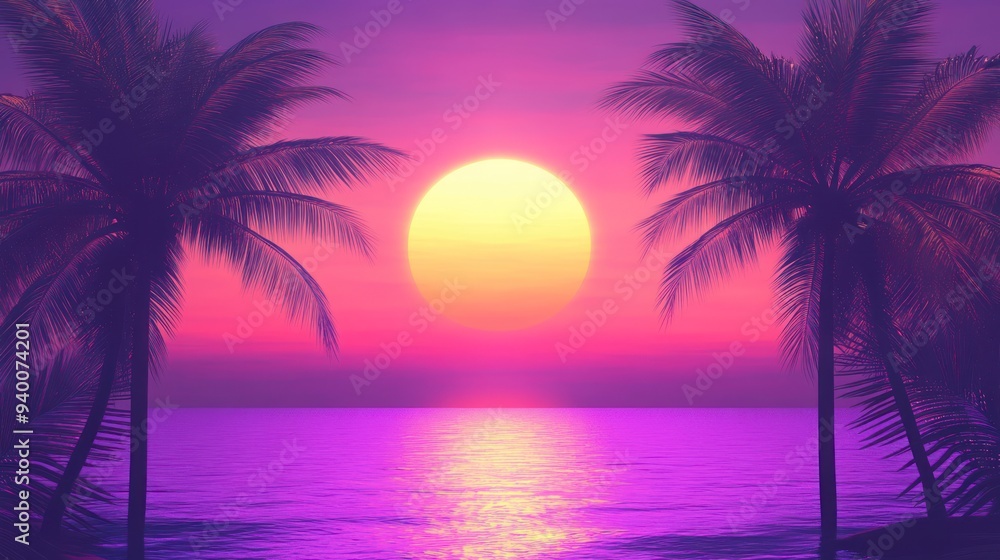 Tropical Sunset with Palm Trees Tropical Sunset with Palm Trees
