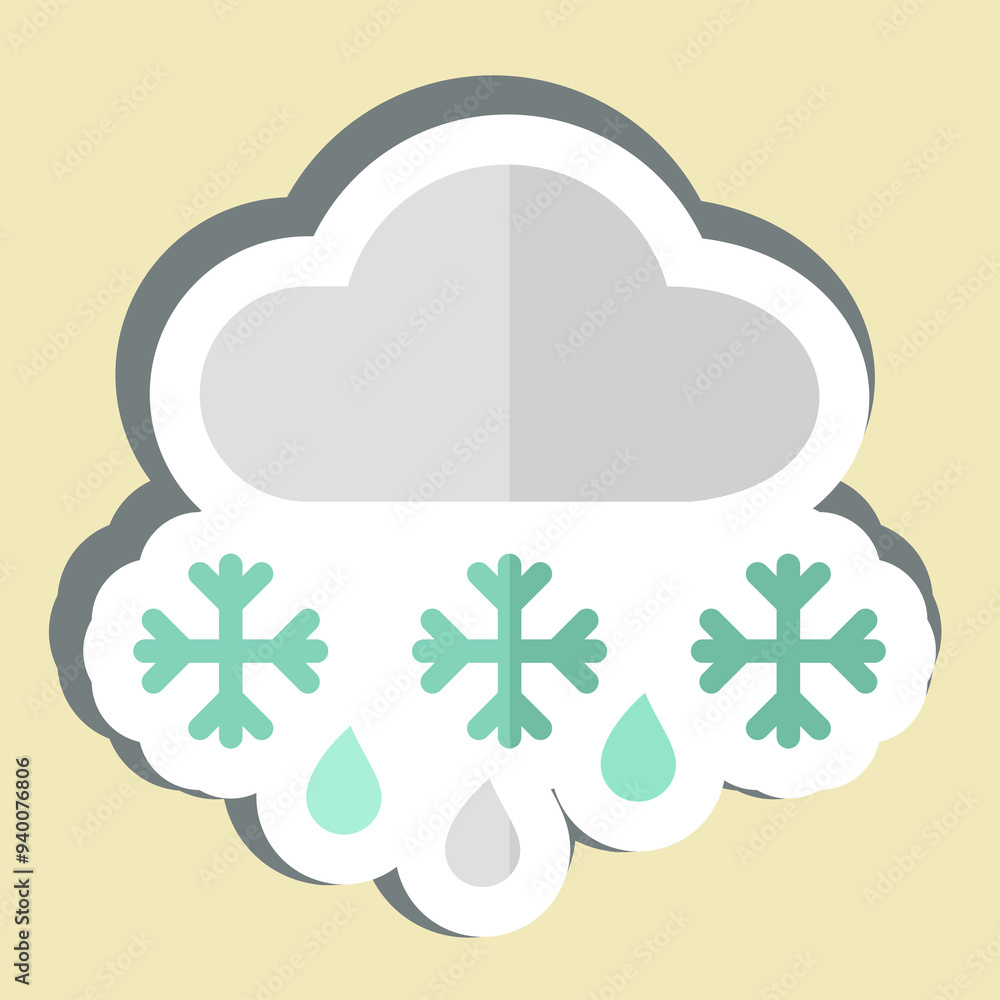 Sticker Snow 1. related to Winter symbol. simple illustration Sticker Snow 1. related to Winter symbol. simple illustration