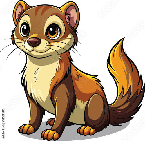 Cute Weasel vector cartoon illustration