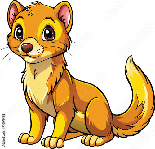 Cute Weasel vector cartoon illustration