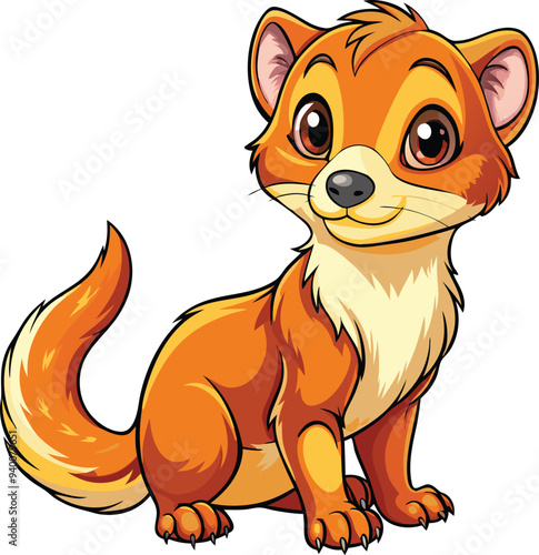 Cute Weasel vector cartoon illustration