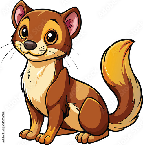 Cute Weasel vector cartoon illustration