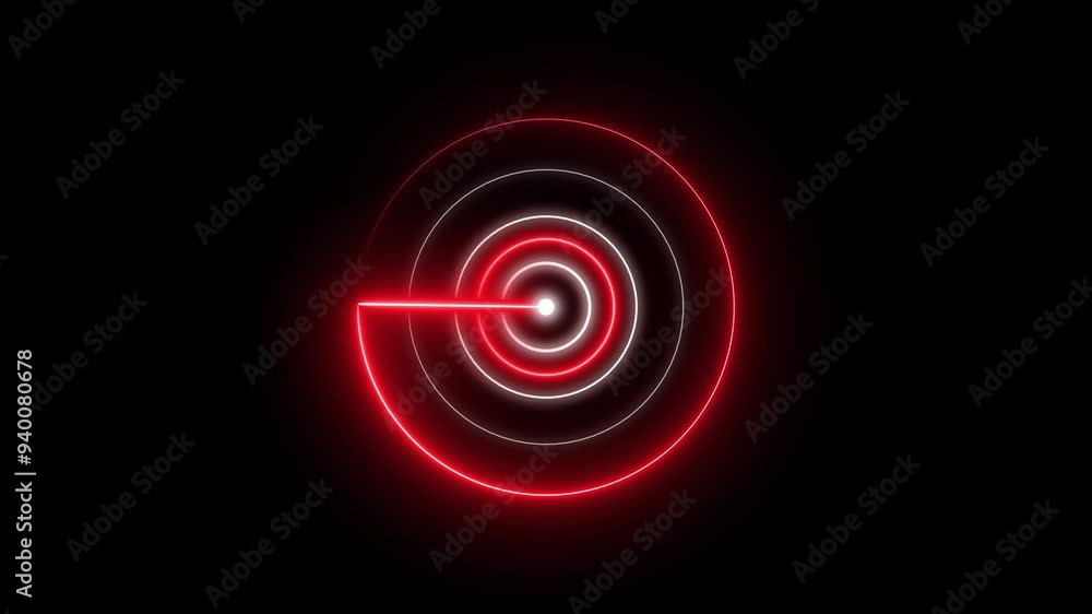 Glowing Neon Light blue color radar technology animation. Digital Futuristic Searching Sonar Radar, Scanning HUD Circle User Radar Interface, Neon Radio Waves Signal Icon on Black Background. Glowing Neon Light blue color radar technology animation. Digital Futuristic Searching Sonar Radar, Scanning HUD Circle User Radar Interface, Neon Radio Waves Signal Icon on Black Background.