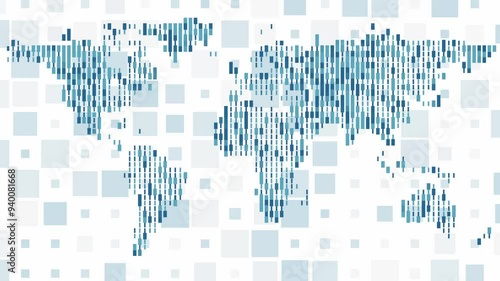 world map with corporative and financial geometric design animation loop background. Can be used to represent global finance, worldwide social network or business stock market technology