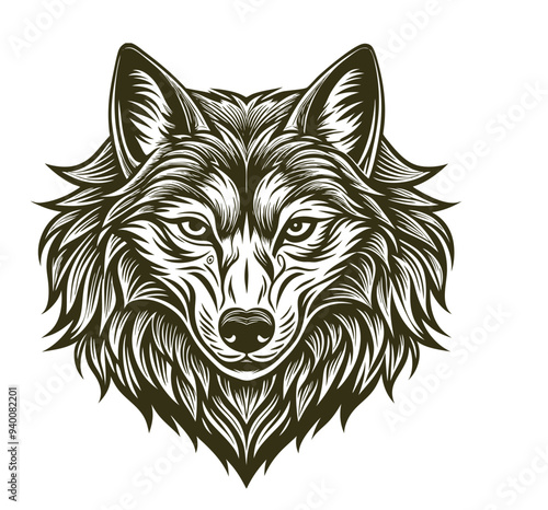 Wolf Silhouette Vector Clipart Captures the Fierce and Majestic Nature of the Wild,Making It Ideal for Wilderness-Themed Designs, Wildlife Illustrations, Ornamental Art, and Decorative Graphic Project photo