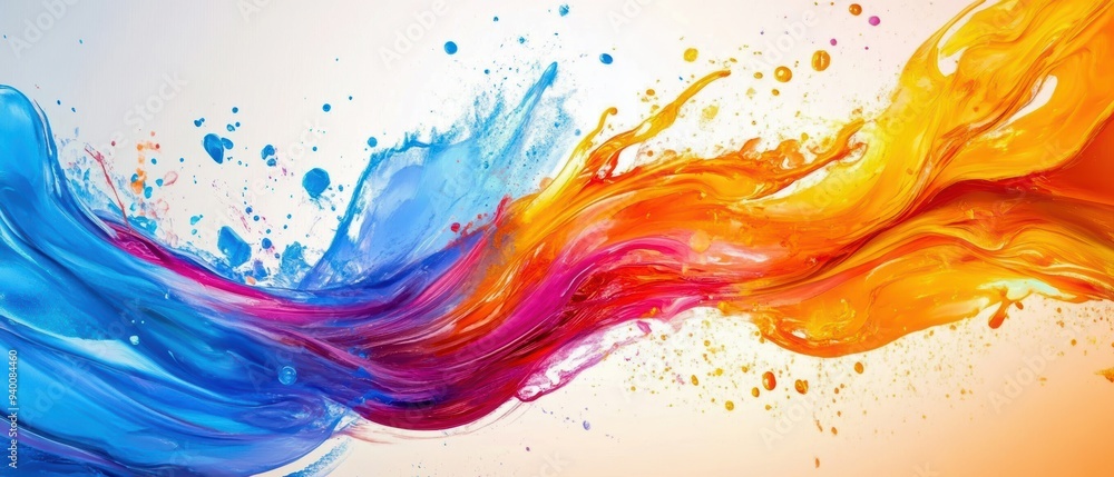 Vibrant waves of blue and orange paint create an energetic and colorful abstract background, perfect for creative projects. Vibrant waves of blue and orange paint create an energetic and colorful abstract background, perfect for creative projects.