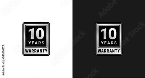 10 years warranty logo or 10 years warranty label vector isolated. The best 10 years warranty label for product packaging design element and more.