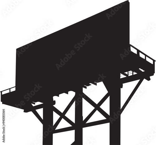 Silhouette of billboard on the sky, advertising sign board silhouette icon