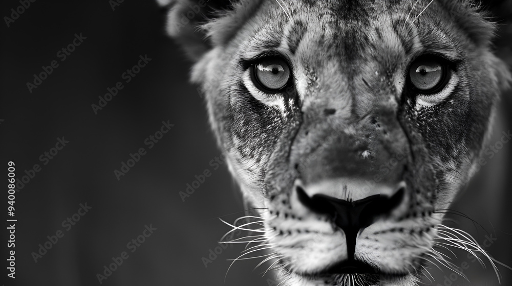 Fototapeta premium African Lioness Stares With Somber Expression