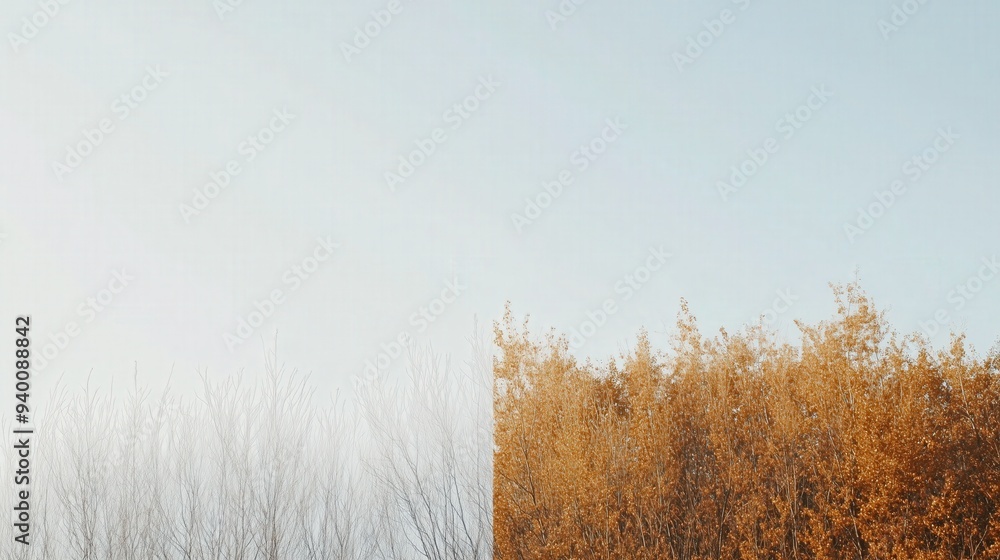 Split-screen branches representing different seasons Split-screen branches representing different seasons