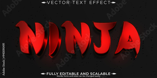 Ninja editable text effect, editable warrior and stealth text style