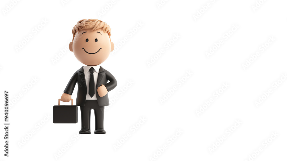 Lawyer in a suit holding a briefcase 3D illustration on transparent background Lawyer in a suit holding a briefcase 3D illustration on transparent background