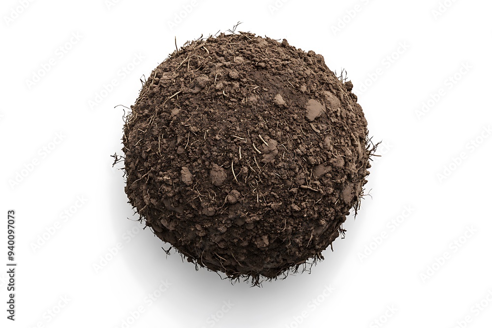 Soil Earthy Globe - 3D Rendering on White Background Soil Earthy Globe - 3D Rendering on White Background