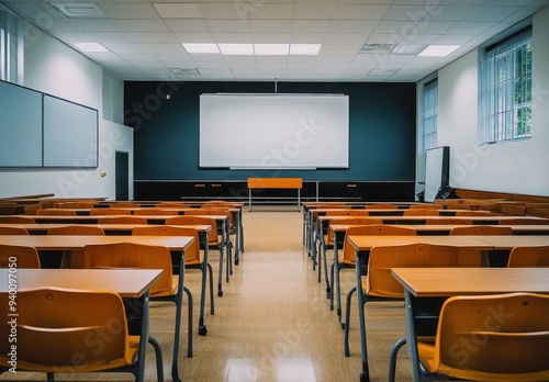 Empty Classroom Ready for Students