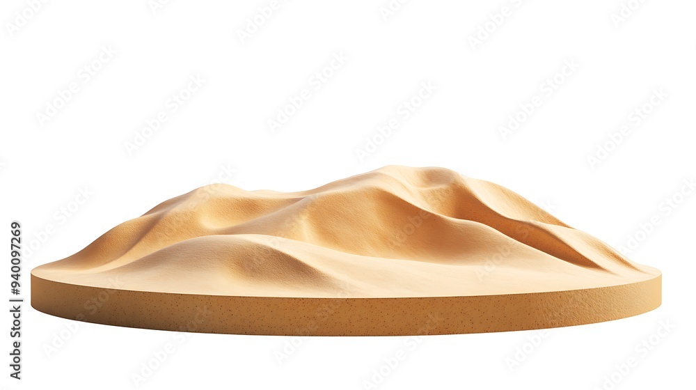 Majestic 3D Rendering of a Round Sand Dune on White Background Majestic 3D Rendering of a Round Sand Dune on White Background