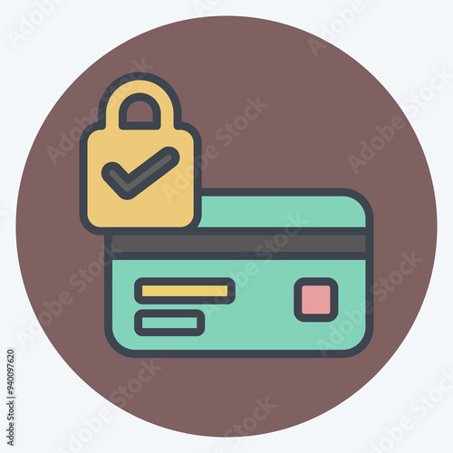 Icon Secure. related to Credit Card symbol. color mate style. simple illustration