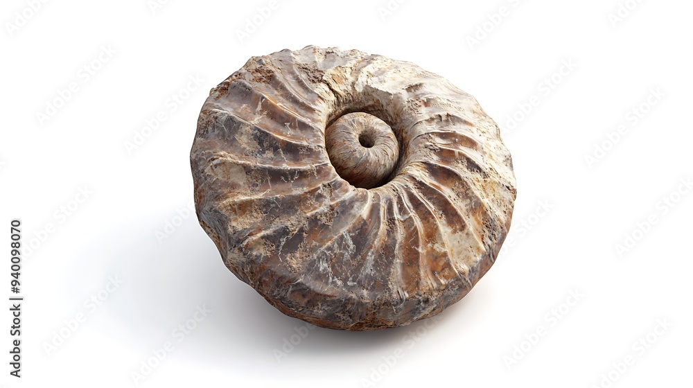 Intriguing 3D Rendering of Circular Fossil on White Background Creates Visual Interest and Mystery Intriguing 3D Rendering of Circular Fossil on White Background Creates Visual Interest and Mystery