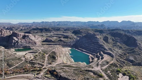 Old open pit uranium mine. Aerial view.