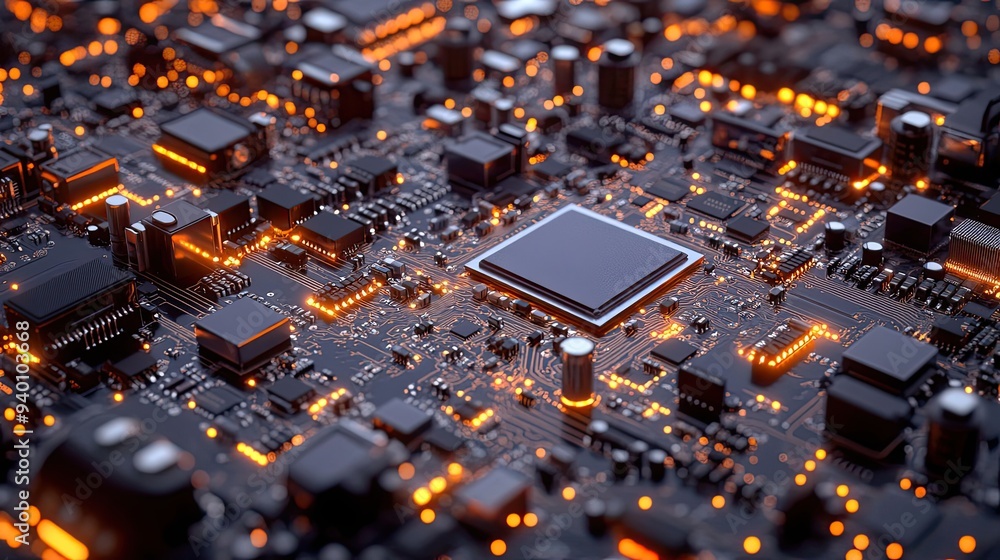Close-up of a Circuit Board with a Processor Chip Close-up of a Circuit Board with a Processor Chip