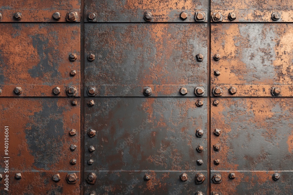 Fototapeta premium Industrial rusty background gray and brown, ai