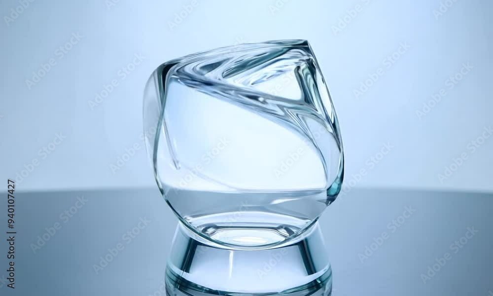 Glass Sculpture on a Reflective Surface Glass Sculpture on a Reflective Surface