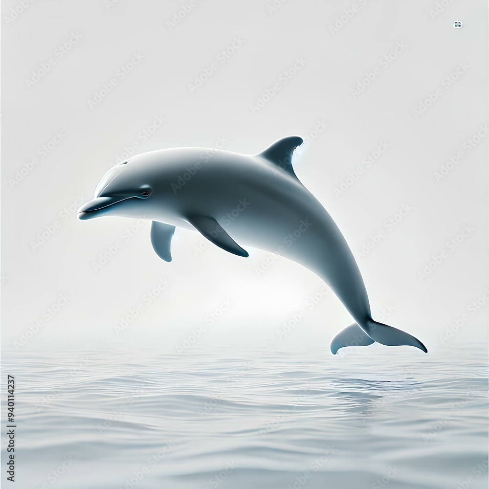 Graceful Dolphin Swimming in the Ocean on a White Background Graceful Dolphin Swimming in the Ocean on a White Background