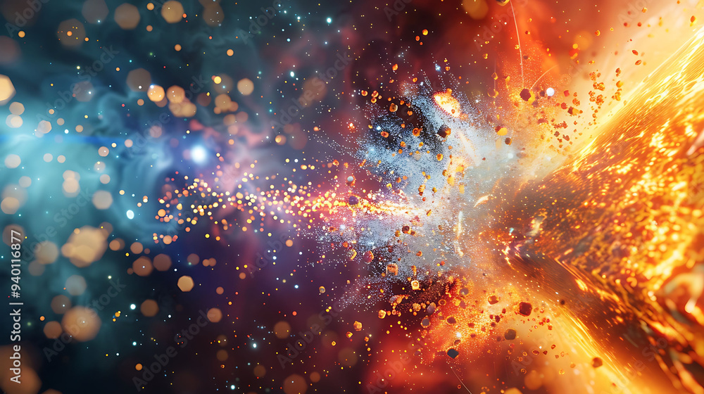 Dynamic illustration of the creation of new particles from highenergy collisions Dynamic illustration of the creation of new particles from highenergy collisions