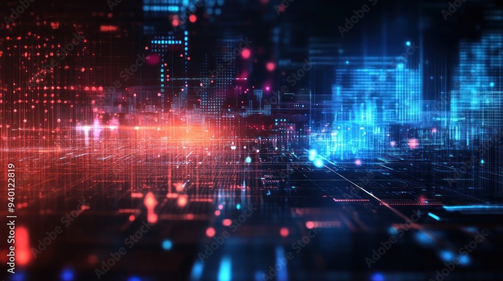 Digital Cityscape - Abstract Network and Data Visualization Digital Cityscape - Abstract Network and Data Visualization