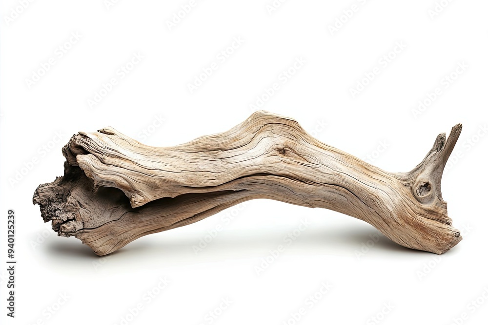 A Curved Piece of Driftwood with Knots and Graining A Curved Piece of Driftwood with Knots and Graining