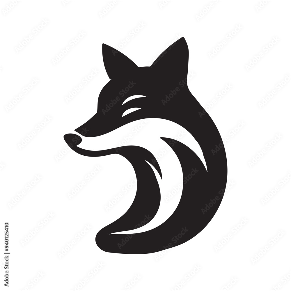 Obraz premium A fox head silhouette vector art 