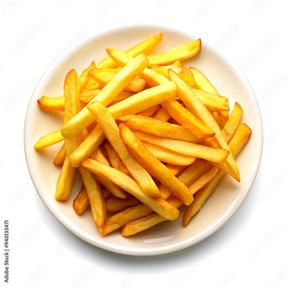 French fries potatoes on a plate isolated on a transparent background. French fries potatoes on a plate isolated on a transparent background.