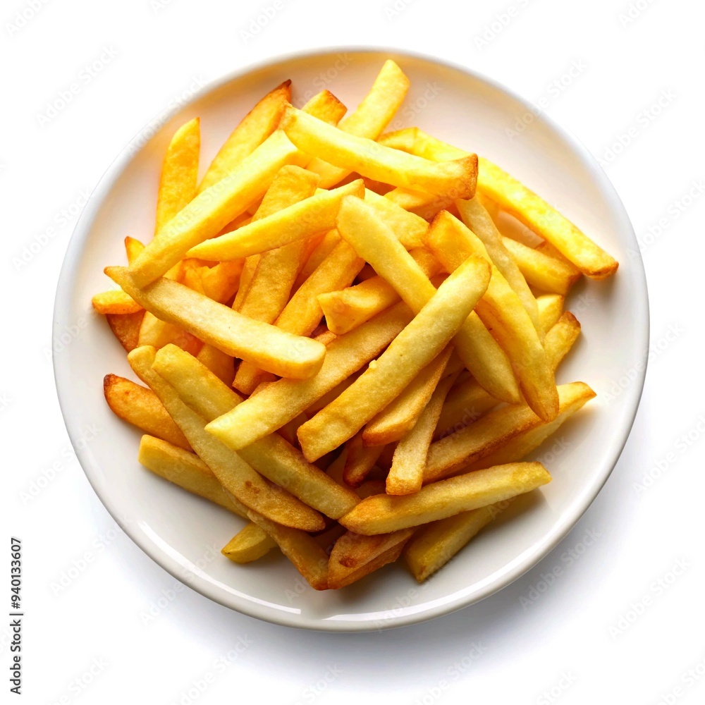 French fries potatoes on a plate isolated on a transparent background. French fries potatoes on a plate isolated on a transparent background.