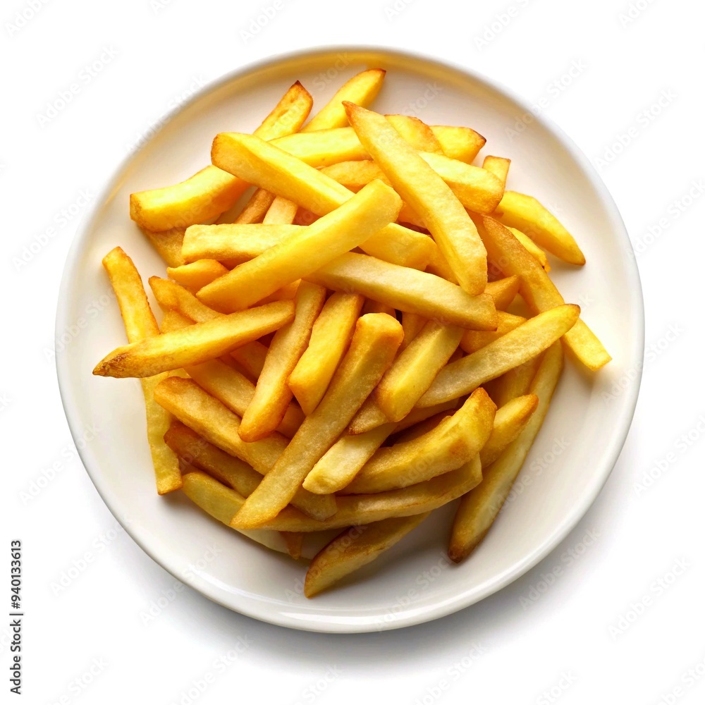 French fries potatoes on a plate isolated on a transparent background. French fries potatoes on a plate isolated on a transparent background.
