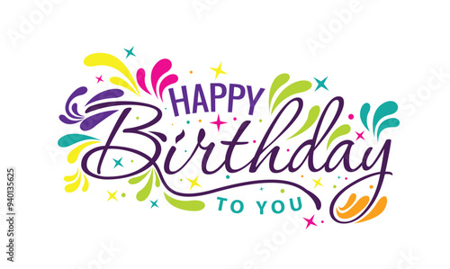 Canvas Print happy birthday text typography