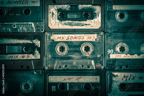 Fotografía Collection of retro and old audio tapes