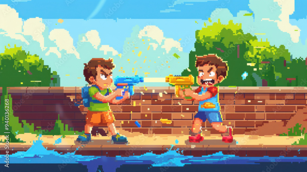 custom made wallpaper toronto digitalchildren playing with water gun