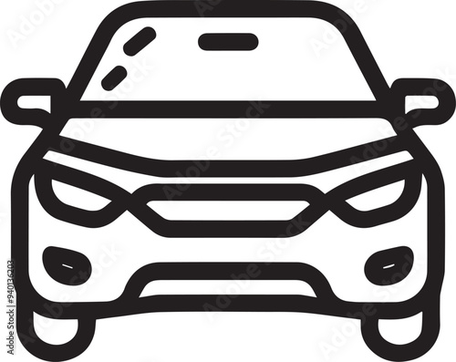 Car line icon Vector, Car simple silhouette, Minimalist icon isolated on white background,