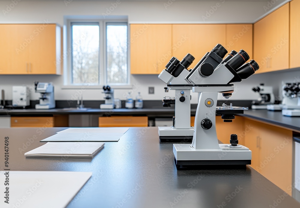 Microscopes on a Laboratory Table Microscopes on a Laboratory Table