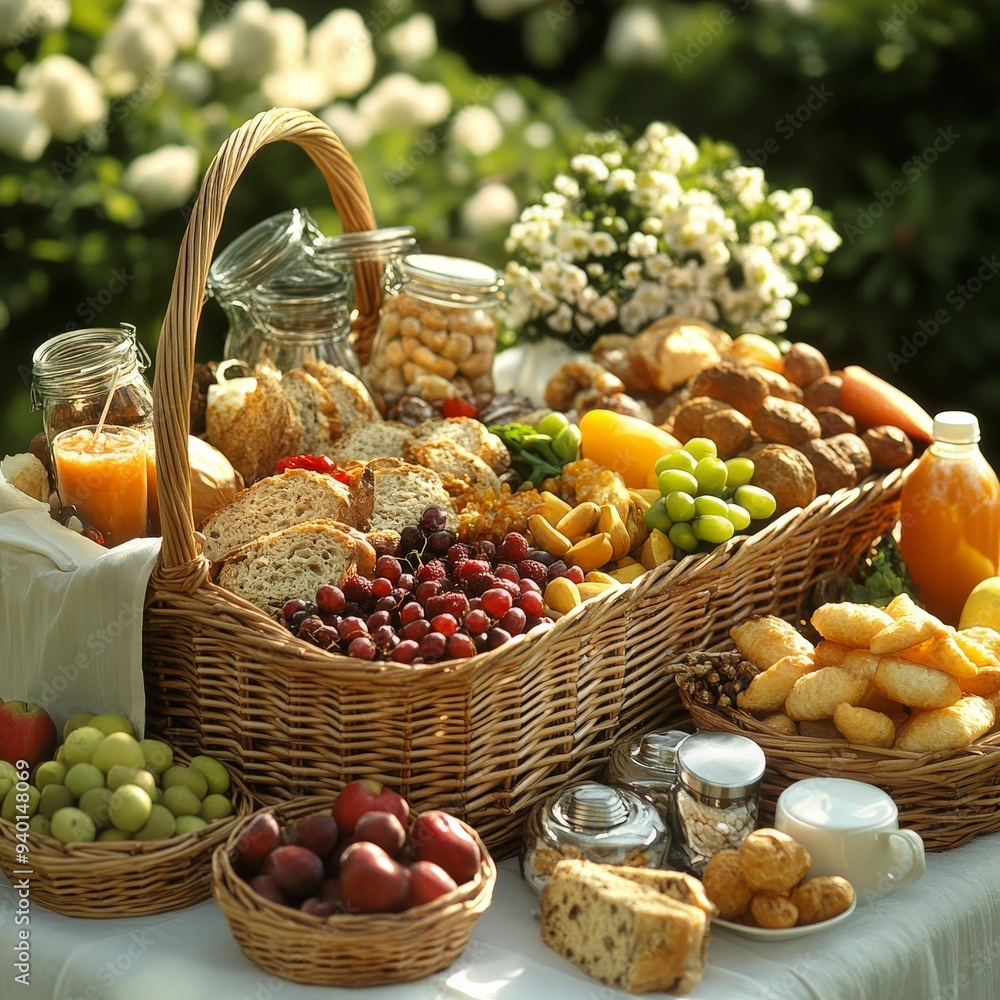 Delicious Picnic Selection in Classic Wicker Basket Delicious Picnic Selection in Classic Wicker Basket