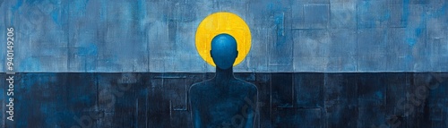 Guardian of Inner Peace: Abstract Human Figure in Armor with Serene Face Conveying Secure Self and Emotional Fortitude