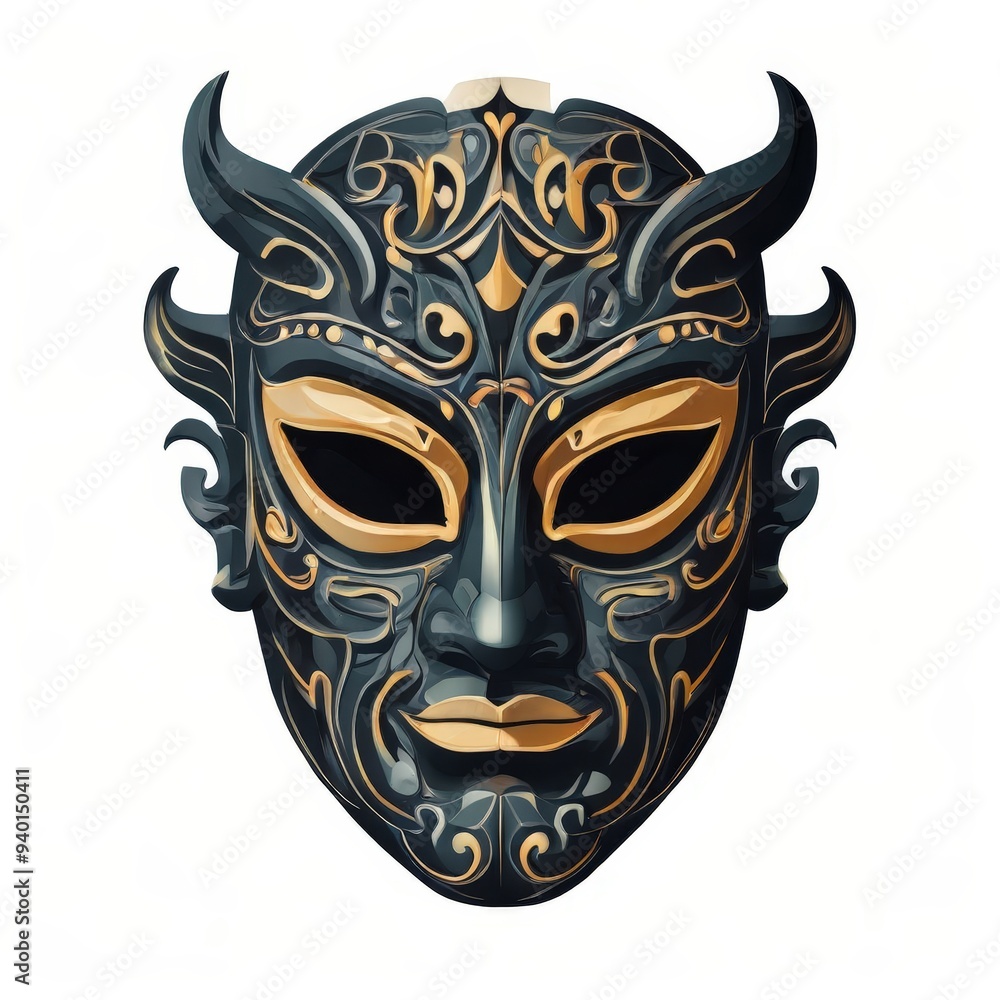 the AI Image Generator, gold and blue mask the AI Image Generator, gold and blue mask