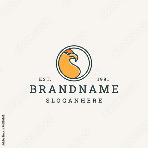 Eagle circle logo vector hipster vintage icon illustration