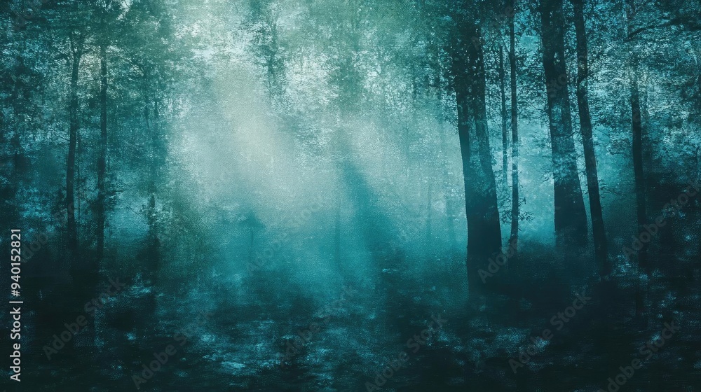Obraz premium A mystical forest scene with ethereal light and calm atmosphere, perfect for nature and tranquility themes.