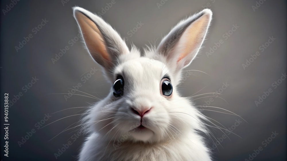 Big-eyed rabbit with fluffy white fur and expressive eyes, cute, fluffy, animal, pet, adorable, bunny, rabbit, big eyes Big-eyed rabbit with fluffy white fur and expressive eyes, cute, fluffy, animal, pet, adorable, bunny, rabbit, big eyes