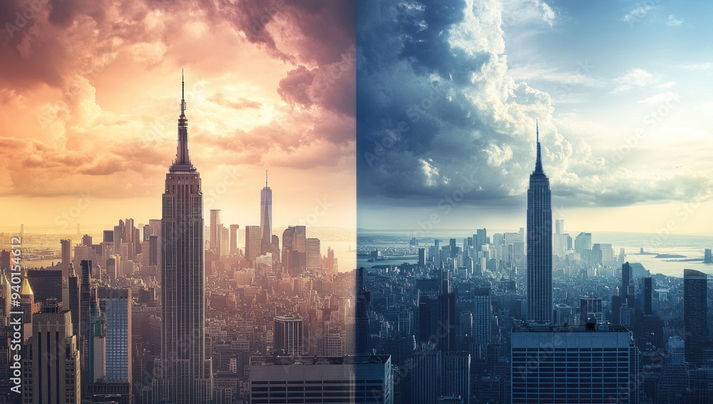The Eiffel Tower and Empire State Building in Paris The Eiffel Tower and Empire State Building in Paris